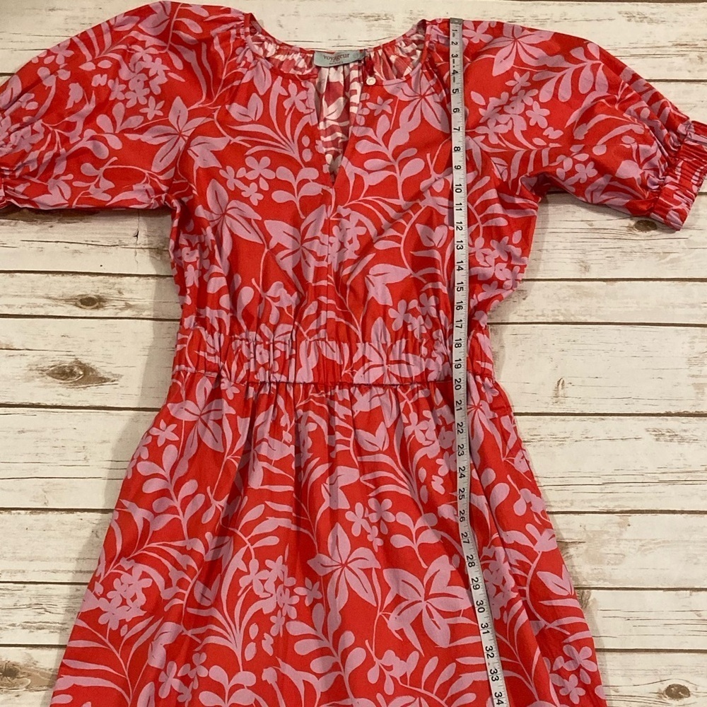 Voyageur By Mersea Hedy Tropical Floral Vine Puff Sleeve Tiered Midi Dress Sz M - Picture 6 of 15
